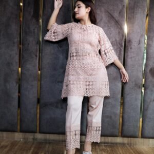 Pink Crochet Kurta