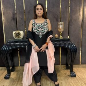 Black Suit with Salwar Sleeveless